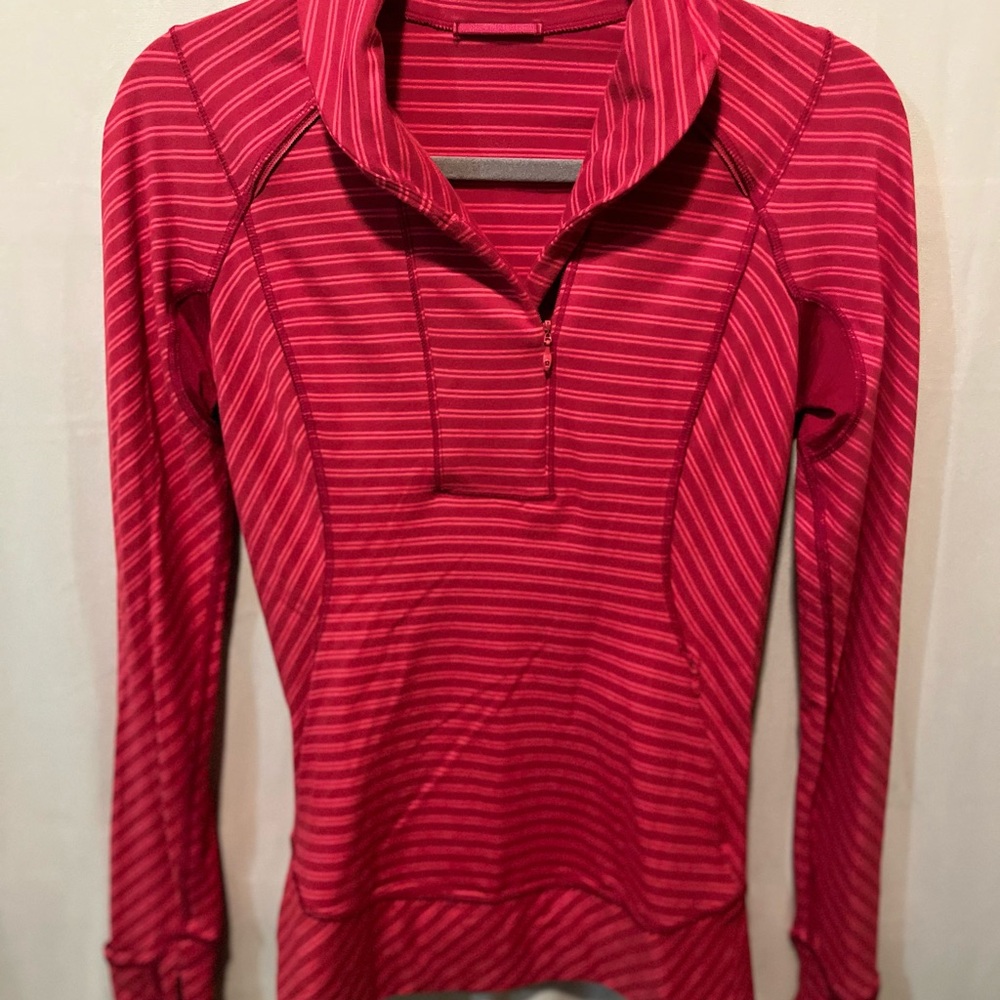 Lululemon Athletica Red Striped Half-zip Pullover